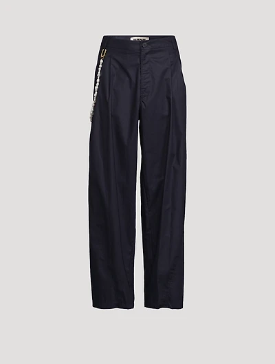 Phebe Wide-Leg Trousers With Pearl Wallet Chain