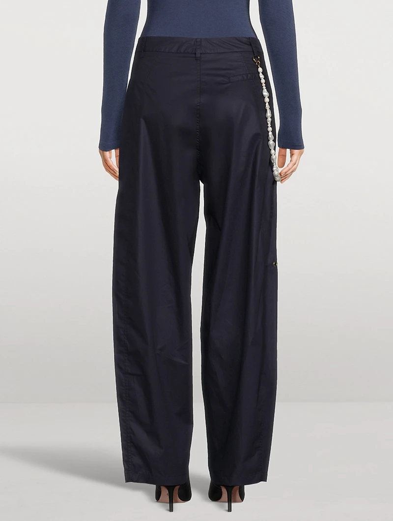Phebe Wide-Leg Trousers With Pearl Wallet Chain