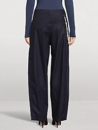 Phebe Wide-Leg Trousers With Pearl Wallet Chain