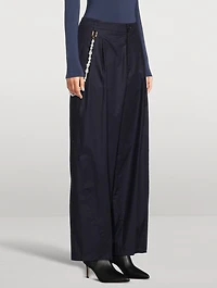 Phebe Wide-Leg Trousers With Pearl Wallet Chain