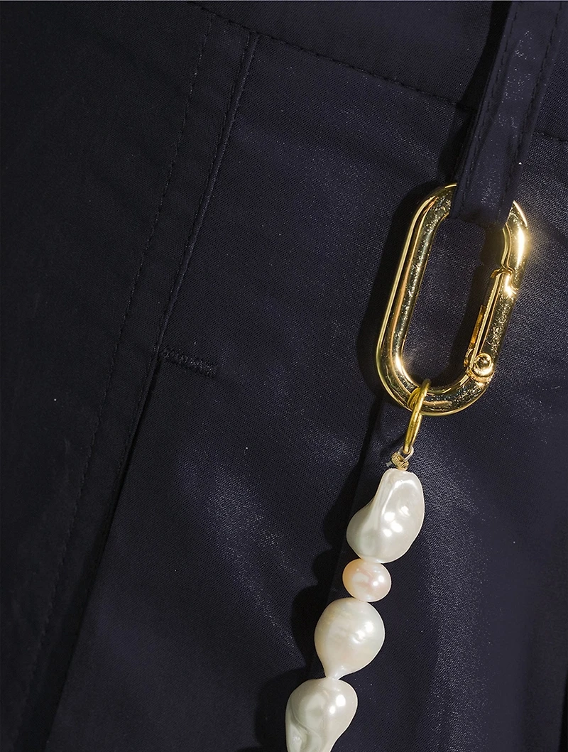 Phebe Wide-Leg Trousers With Pearl Wallet Chain