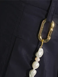 Phebe Wide-Leg Trousers With Pearl Wallet Chain