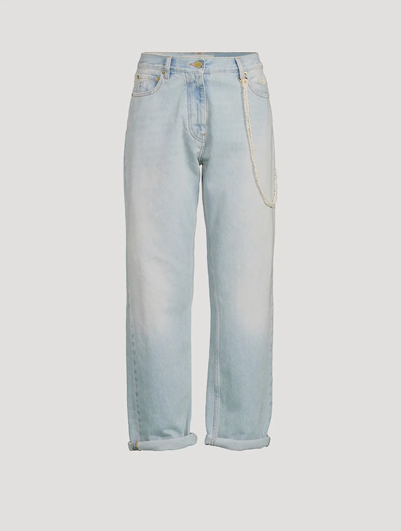 Naomi Straight-Leg Jeans With Wallet Chain