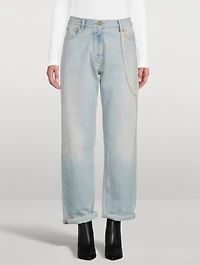 Naomi Straight-Leg Jeans With Wallet Chain