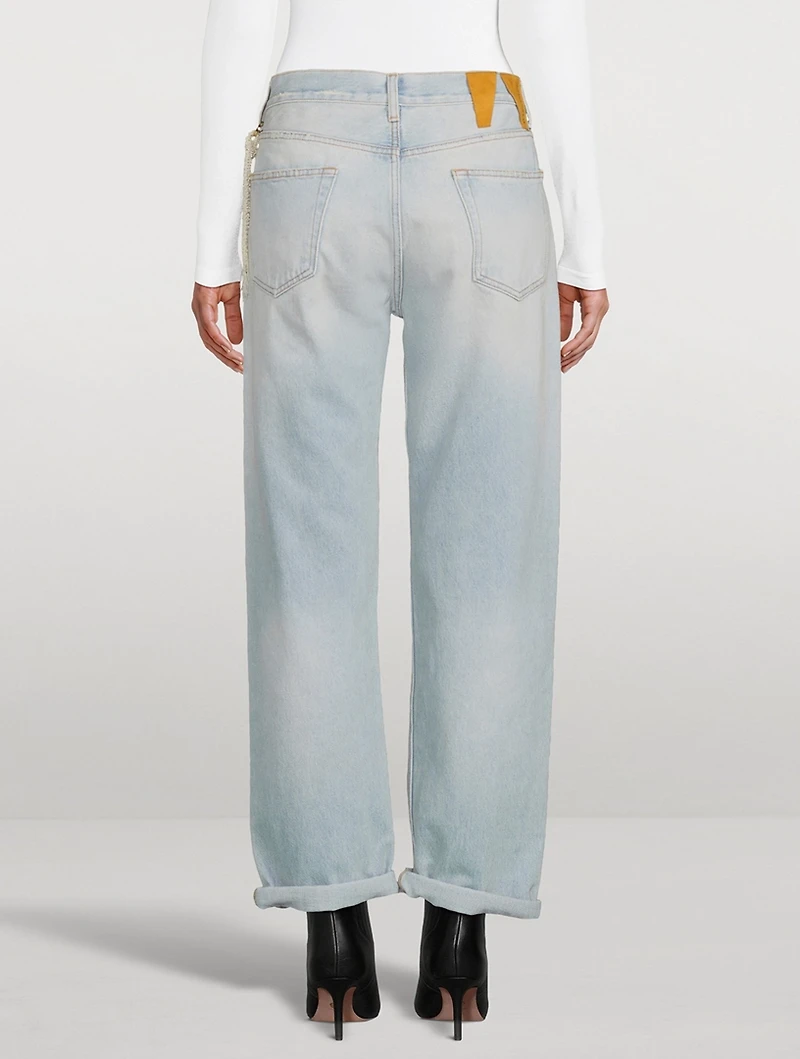 Naomi Straight-Leg Jeans With Wallet Chain