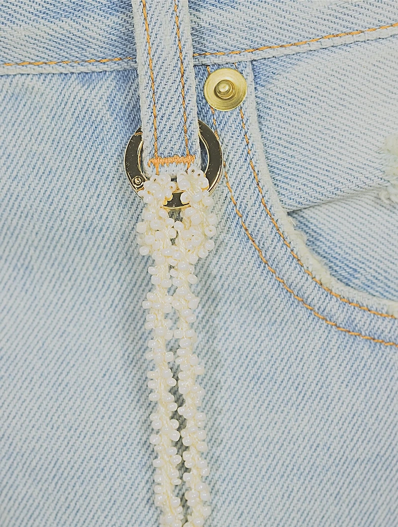 Naomi Straight-Leg Jeans With Wallet Chain