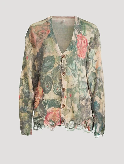 Boyfriend Cardigan Rose Print