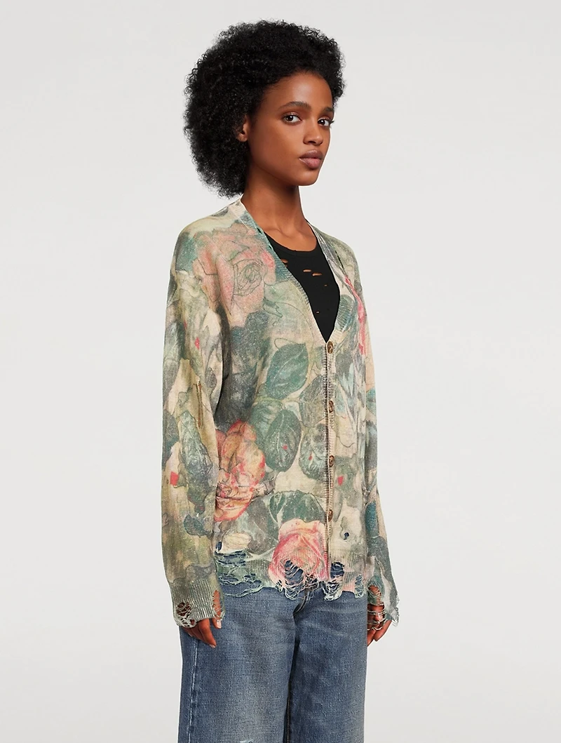 Boyfriend Cardigan Rose Print