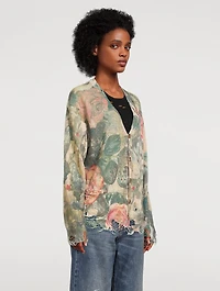 Boyfriend Cardigan Rose Print