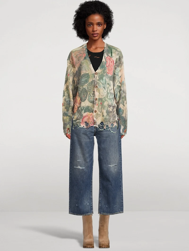 Boyfriend Cardigan Rose Print