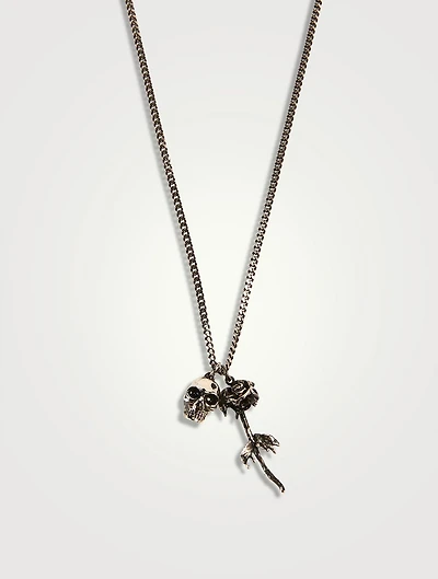 Skull And Dipped Rose Necklace