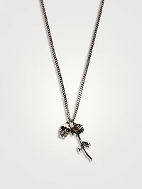 Skull And Dipped Rose Necklace