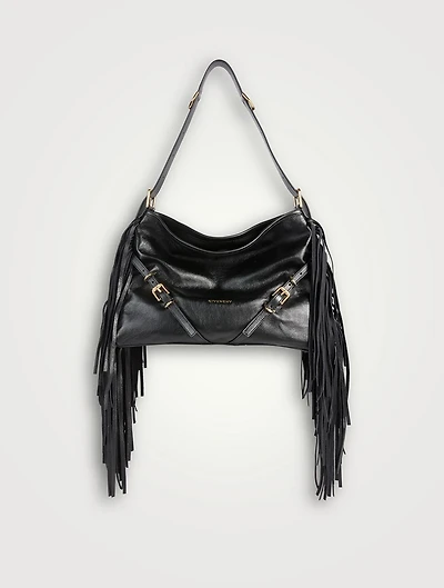 Medium Voyou Fringe Leather Shoulder Bag