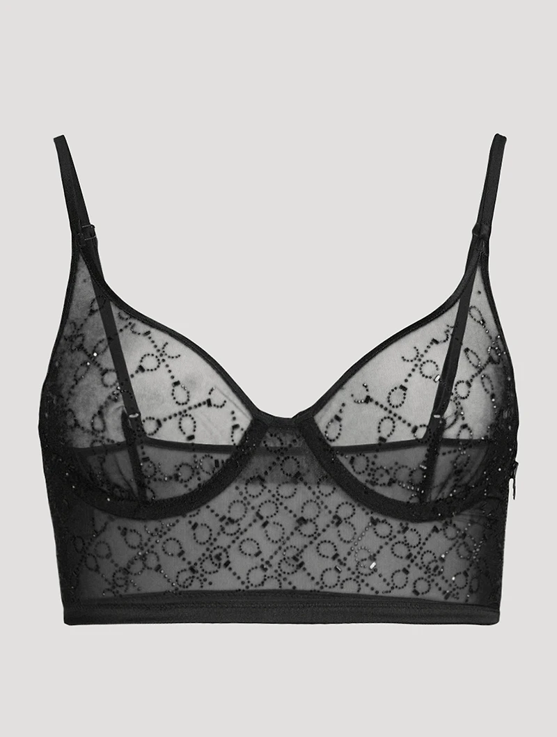 Handcuff Rhinestone Embellished Longline Bra