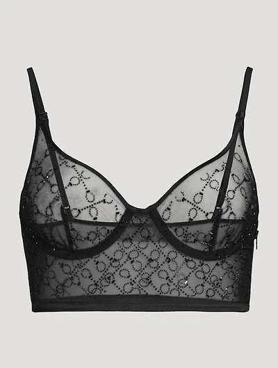 Handcuff Rhinestone Embellished Longline Bra