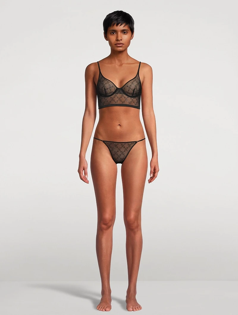 Handcuff Rhinestone Embellished Longline Bra