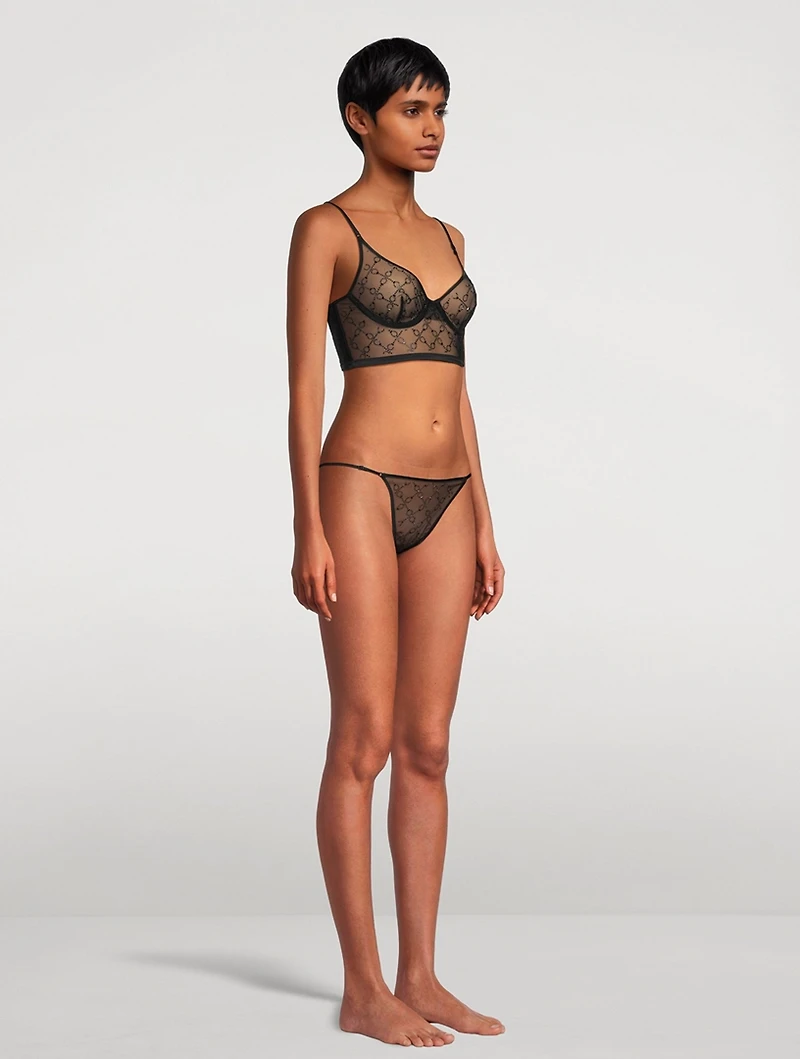 Handcuff Rhinestone Embellished Longline Bra