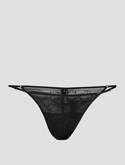 Handcuff Rhinestone Embellished String Panty