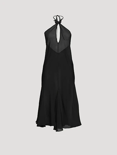 Papillon Tetine Silk Keyhole Halter Midi Dress