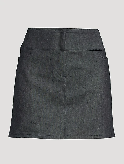 Belted Denim Mini Skirt