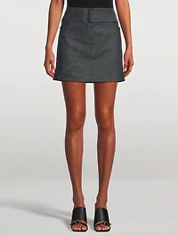 Belted Denim Mini Skirt