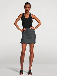 Belted Denim Mini Skirt