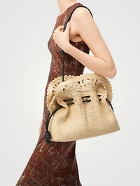 Loewe x Paula's Ibiza Medium Flamenco Raffia Clutch