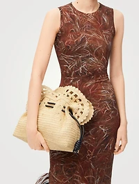 Loewe x Paula's Ibiza Medium Flamenco Raffia Clutch