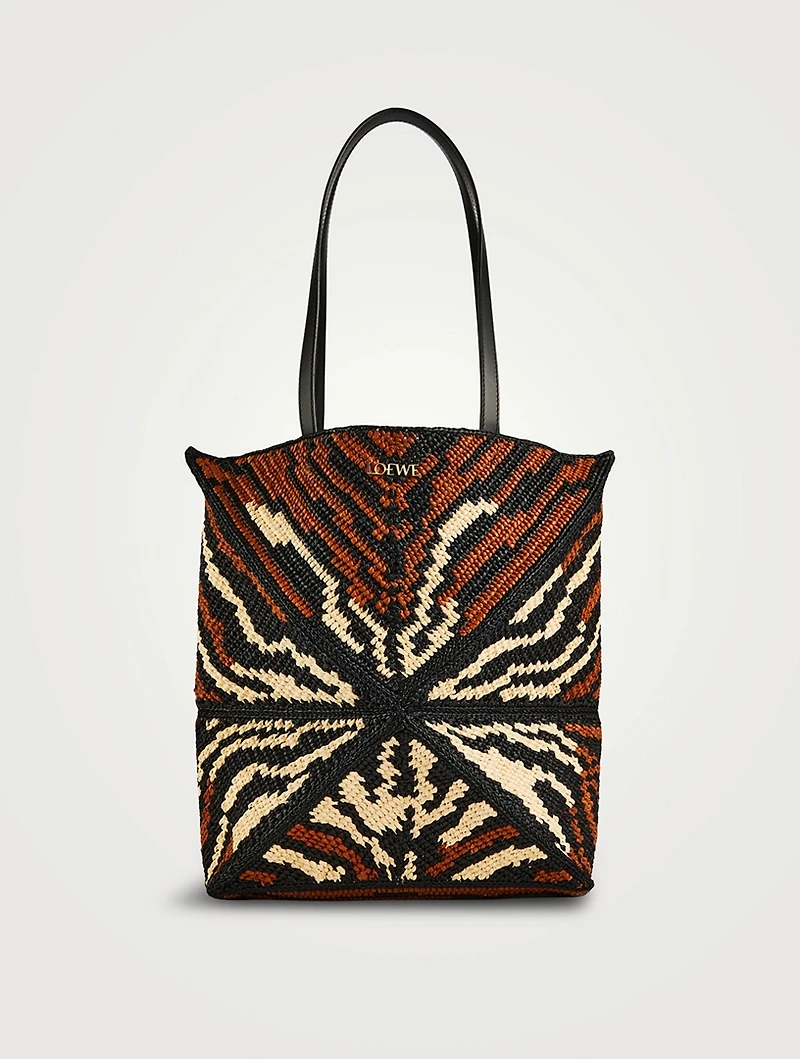 Loewe x Paula's Ibiza Medium Puzzle Fold Raffia Tote Bag