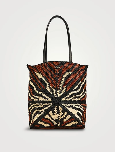 Loewe x Paula's Ibiza Medium Puzzle Fold Raffia Tote Bag