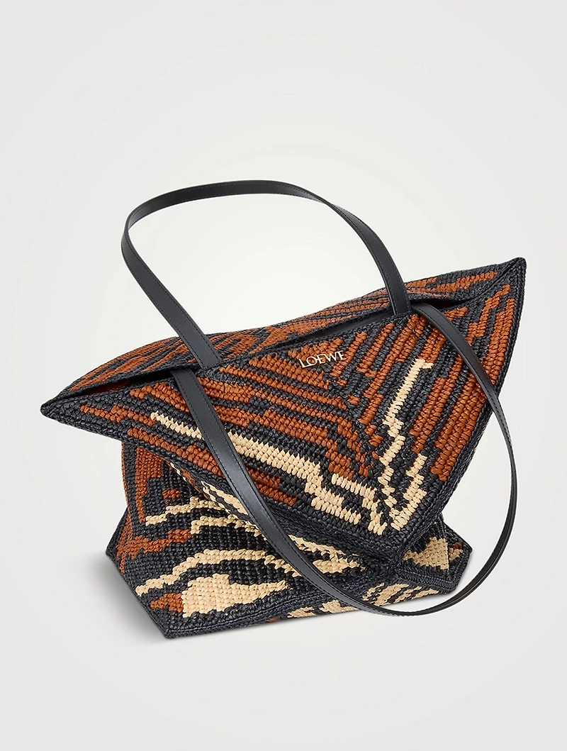 Loewe x Paula's Ibiza Medium Puzzle Fold Raffia Tote Bag