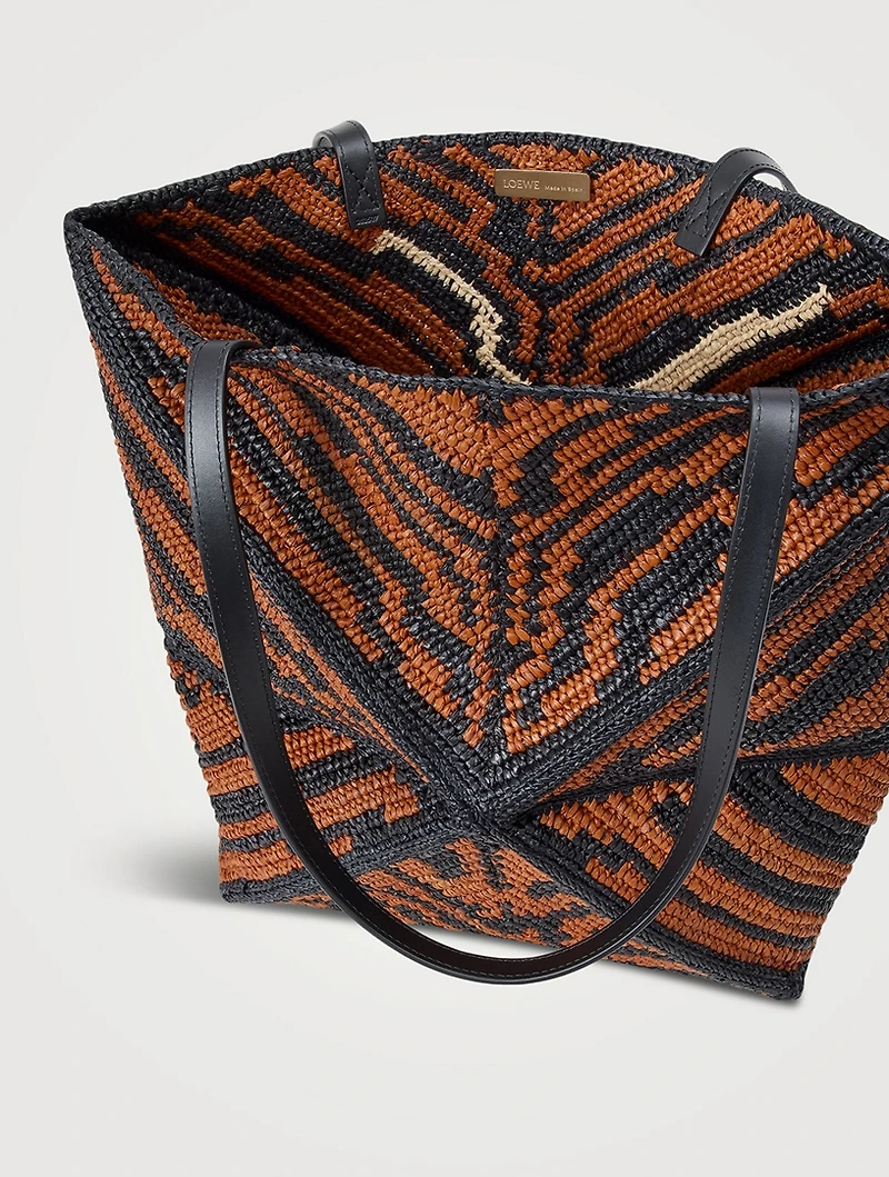 Loewe x Paula's Ibiza Medium Puzzle Fold Raffia Tote Bag