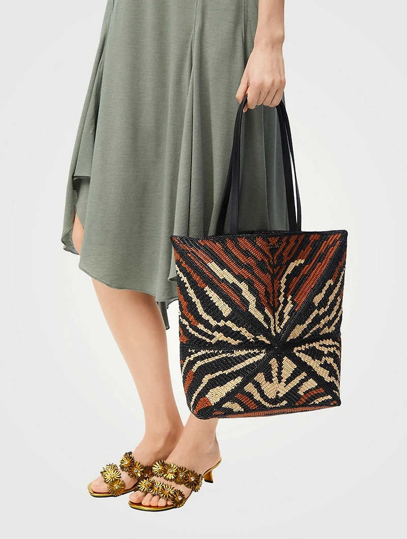 Loewe x Paula's Ibiza Medium Puzzle Fold Raffia Tote Bag