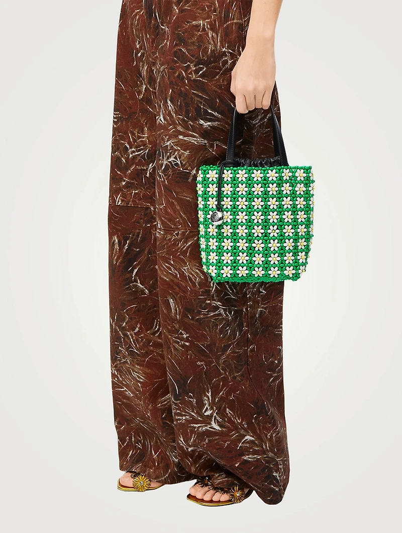 Loewe x Paula's Ibiza Mini Floral Beaded Tote Bag