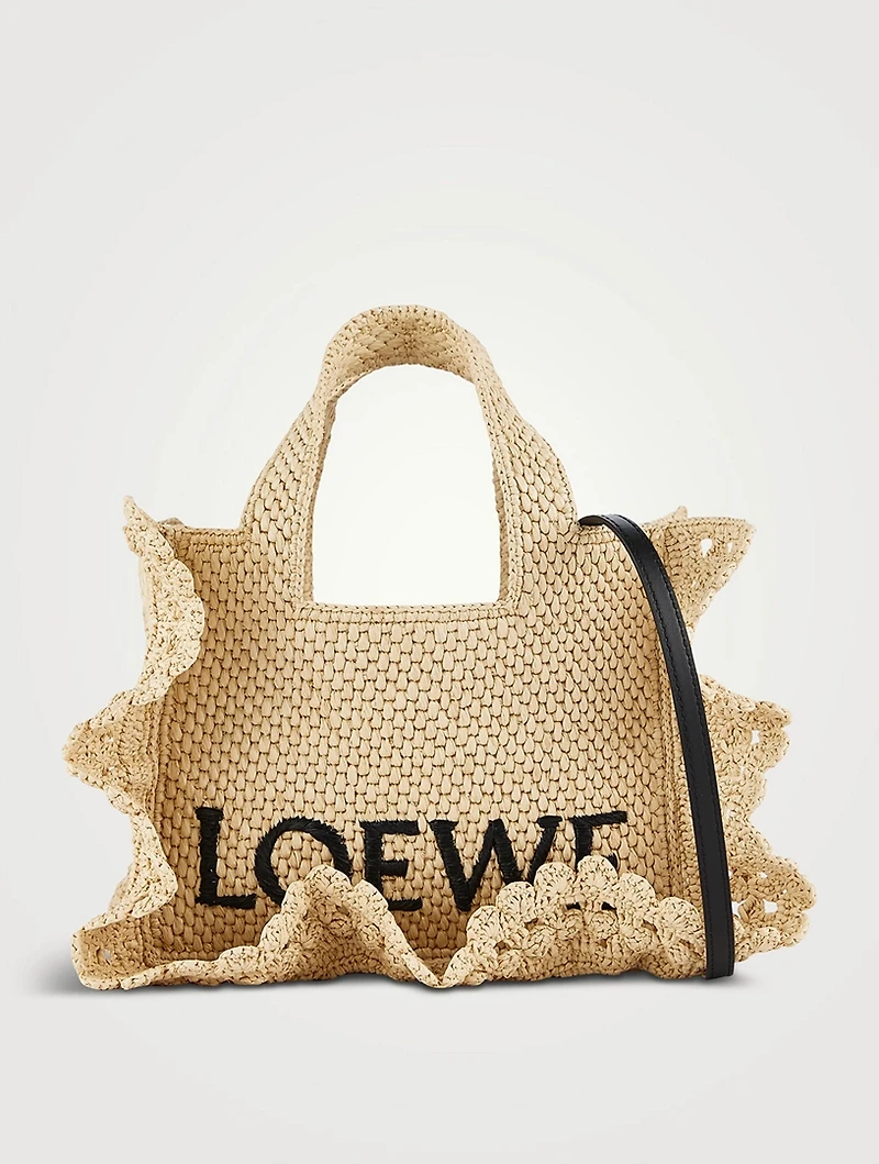 Loewe x Paula's Ibiza Small Loewe Font Raffia Tote Bag