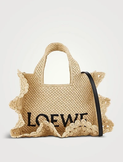 Loewe x Paula's Ibiza Small Loewe Font Raffia Tote Bag