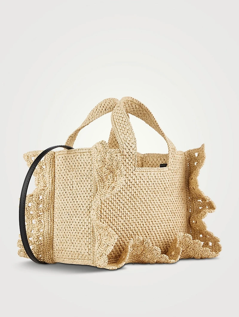 Loewe x Paula's Ibiza Small Loewe Font Raffia Tote Bag