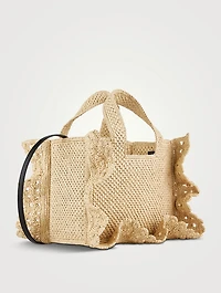 Loewe x Paula's Ibiza Small Loewe Font Raffia Tote Bag