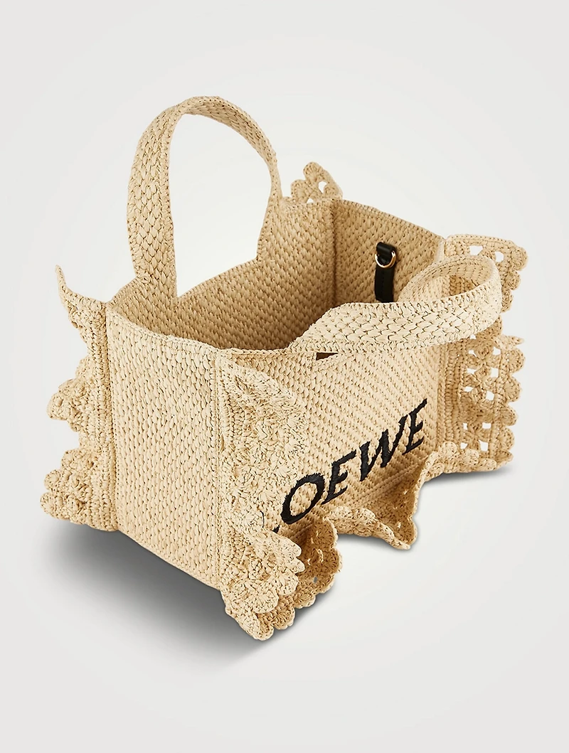 Loewe x Paula's Ibiza Small Loewe Font Raffia Tote Bag