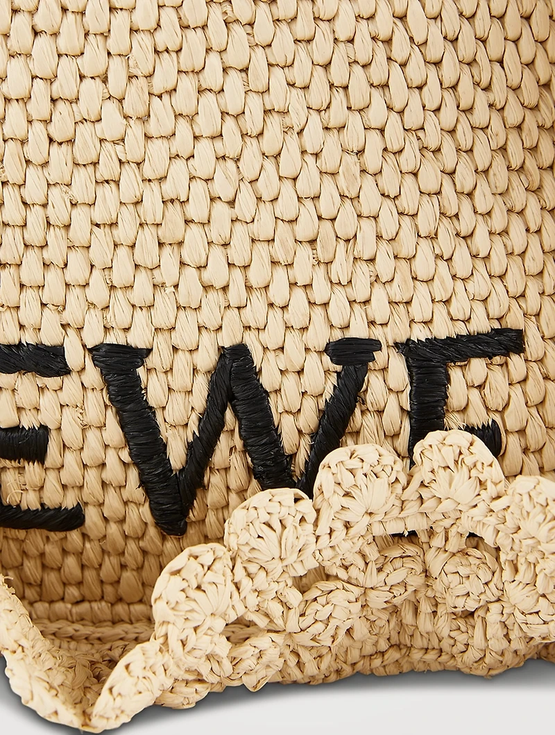 Loewe x Paula's Ibiza Small Loewe Font Raffia Tote Bag