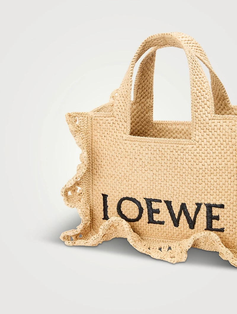 Loewe x Paula's Ibiza Small Loewe Font Raffia Tote Bag