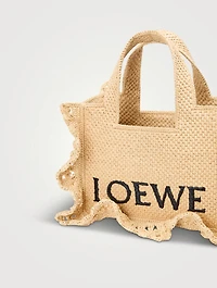 Loewe x Paula's Ibiza Small Loewe Font Raffia Tote Bag