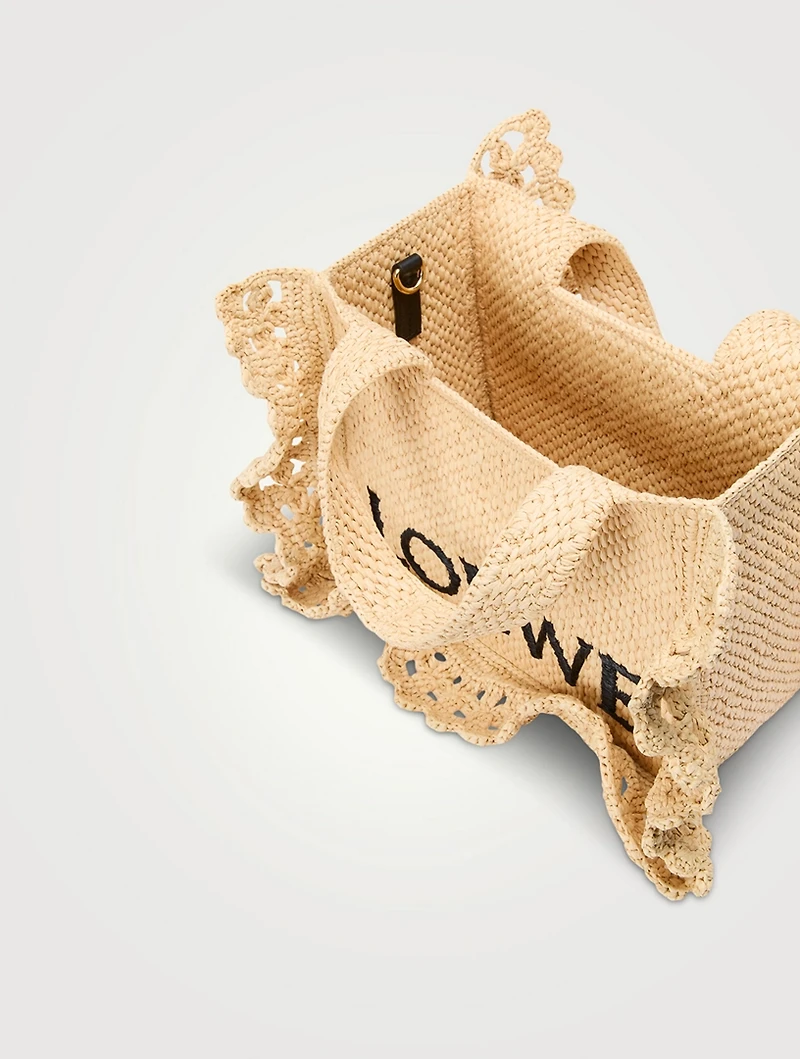Loewe x Paula's Ibiza Small Loewe Font Raffia Tote Bag