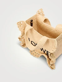 Loewe x Paula's Ibiza Small Loewe Font Raffia Tote Bag