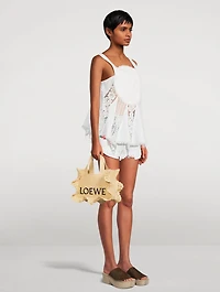 Loewe x Paula's Ibiza Small Loewe Font Raffia Tote Bag