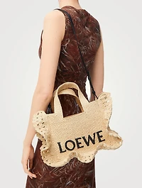 Loewe x Paula's Ibiza Small Loewe Font Raffia Tote Bag