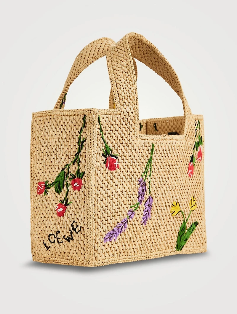 Loewe x Paula's Ibiza Small Loewe Font Raffia Tote Bag