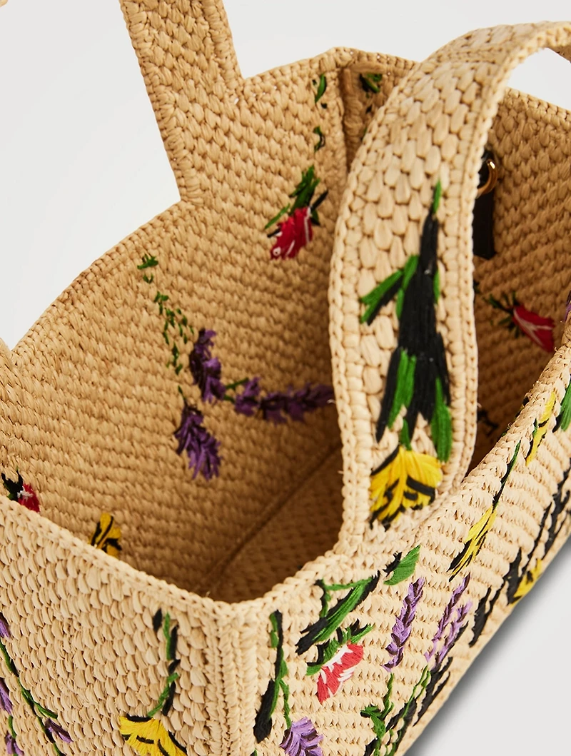 Loewe x Paula's Ibiza Small Loewe Font Raffia Tote Bag
