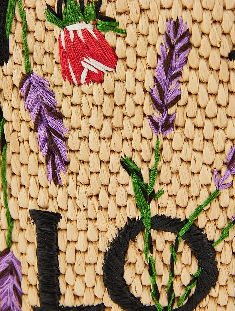 Loewe x Paula's Ibiza Small Loewe Font Raffia Tote Bag
