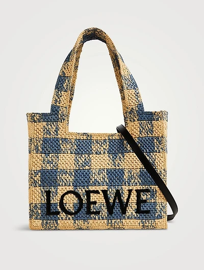 Loewe x Paula's Ibiza Medium Loewe Font Raffia Tote Bag